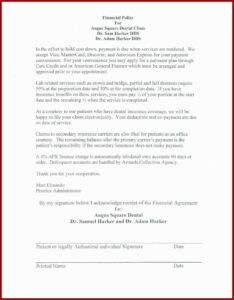 Financial Agreement Forms Dental Office