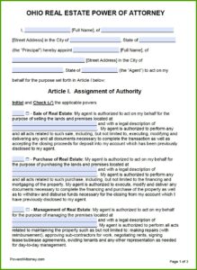 Financial Power Of Attorney Form State Of Ohio