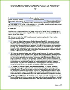 Financial Power Of Attorney Oklahoma Form