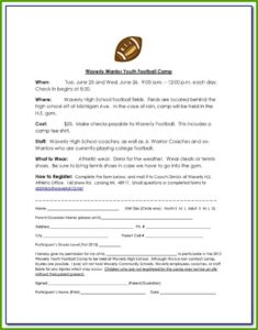 Football Camp Registration Form Template