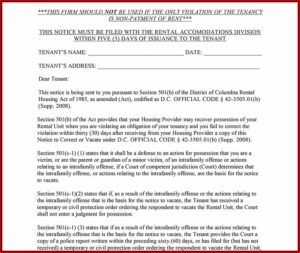 Form To Evict Tenant For Non Payment Of Rent