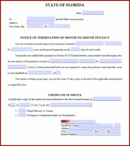 Forms To Evict A Tenant In Florida