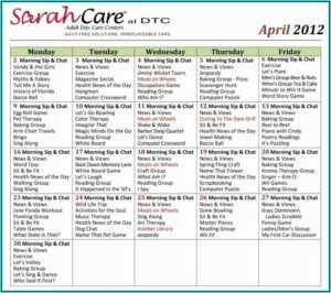Free Assisted Living Activity Calendar Template
