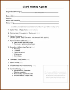 Free Board Meeting Agenda Template Word