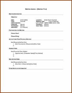 Free Business Meeting Agenda Template Word