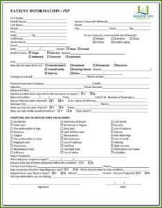 Free Chiropractic New Patient Intake Forms