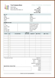 Free Excel Proforma Invoice Template