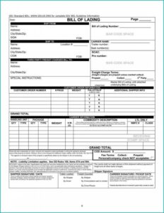 Free Freight Bill Of Lading Template