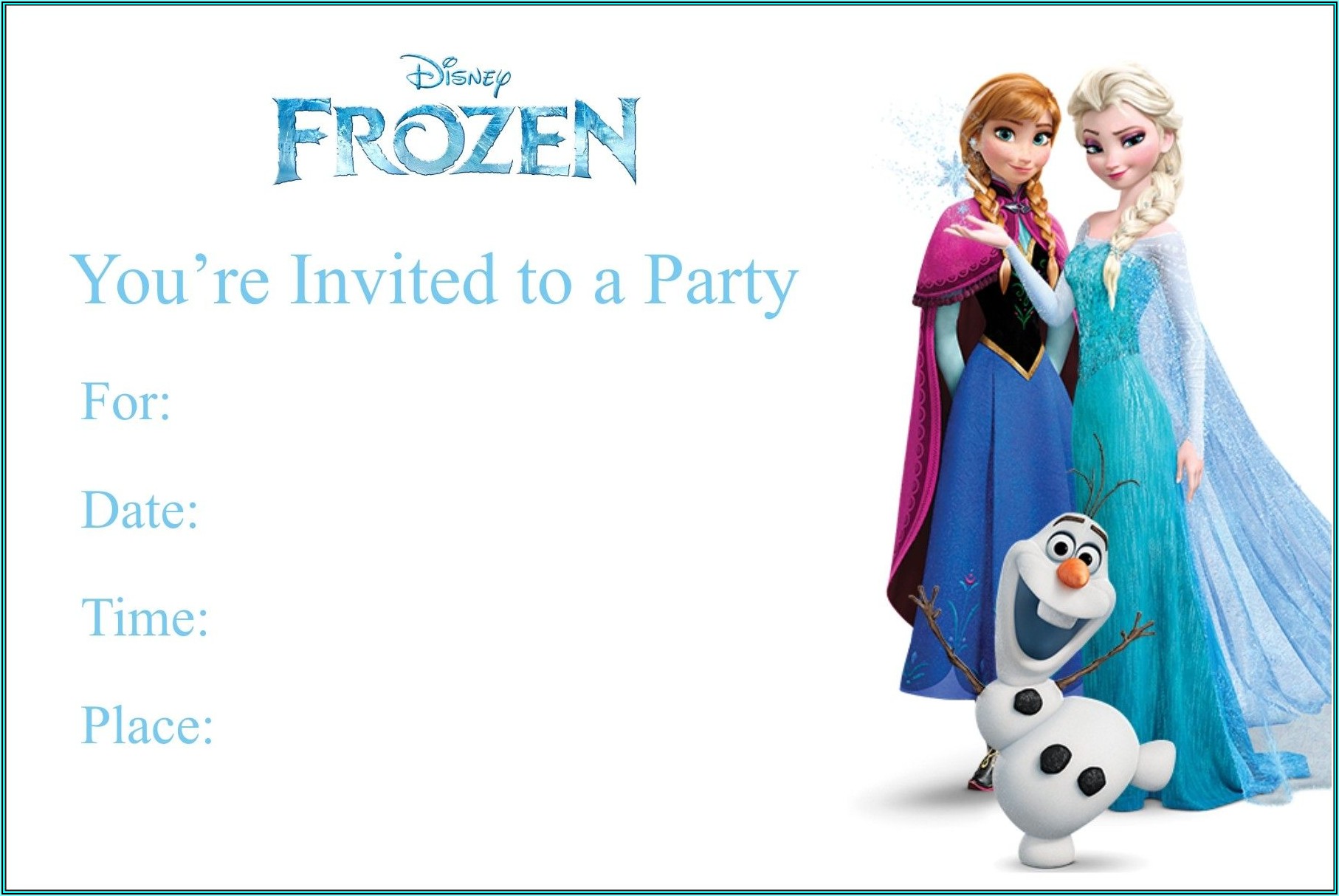 Free Frozen Birthday Invitation Card Template