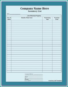 Free Landlord Inventory Forms Templates