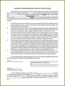 Free Lien Waiver Form Pdf