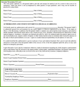Free Medical Authorization Form For Minor