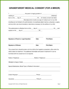 Free Medical Consent Form For Minor In Texas