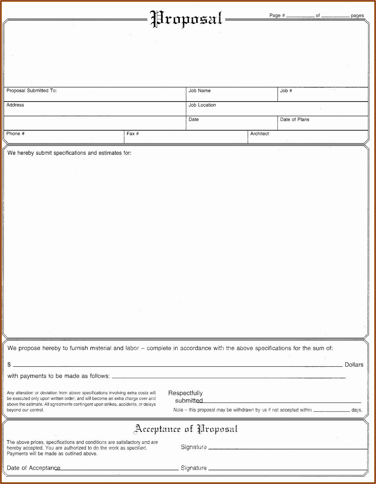 Free Painting Estimate Form Template