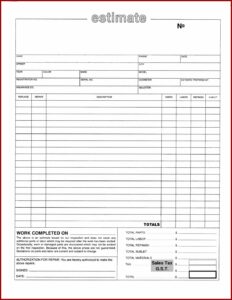 Free Printable Body Shop Estimate Forms