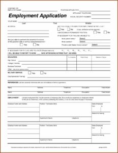 Free Printable Employment Applications Templates