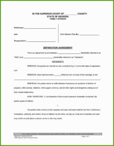 Free Printable Uncontested Divorce Forms Georgia