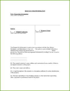 Free Request For Information Form Template