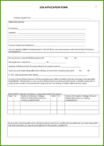 Free Template Employment Application Form