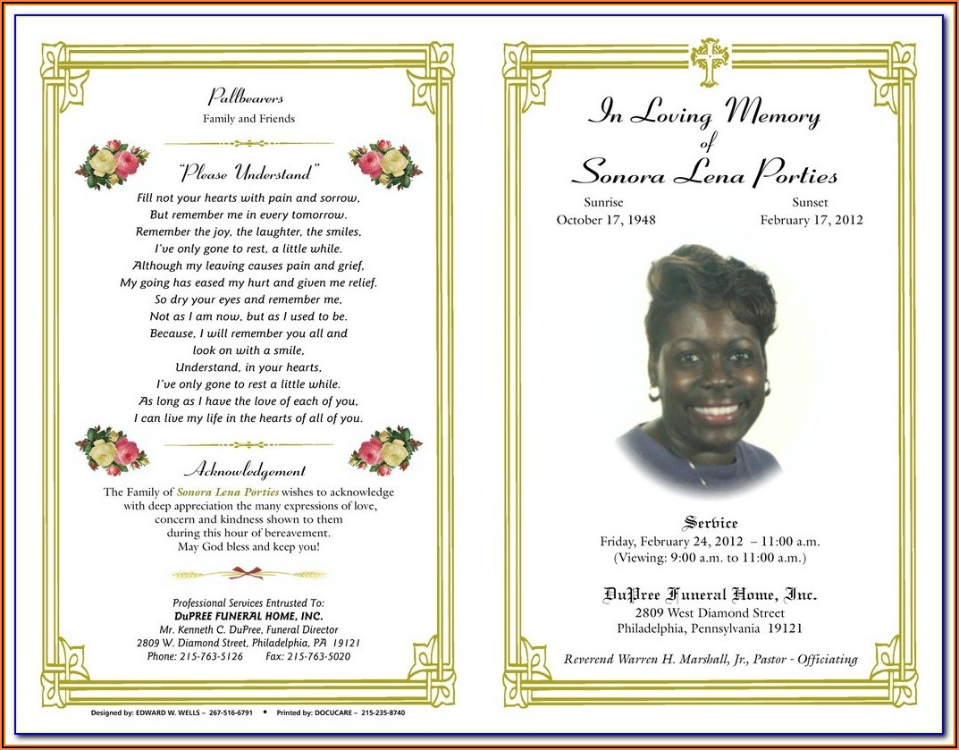 Funeral Service Booklet Template Free