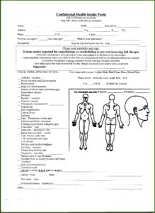 Health Intake Form Massage Therapy