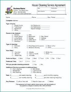 House Cleaning Contract Forms Free
