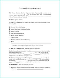 House Cleaning Contract Template Uk