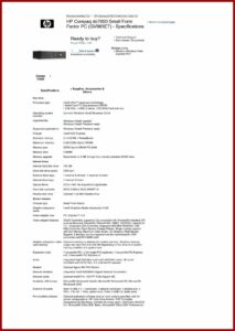Hp Dc7800 Small Form Factor Specifications
