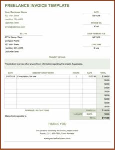 Independent Contractor Invoice Template Google Docs