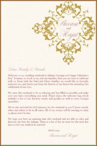 Indian Wedding Itinerary Template For Guests
