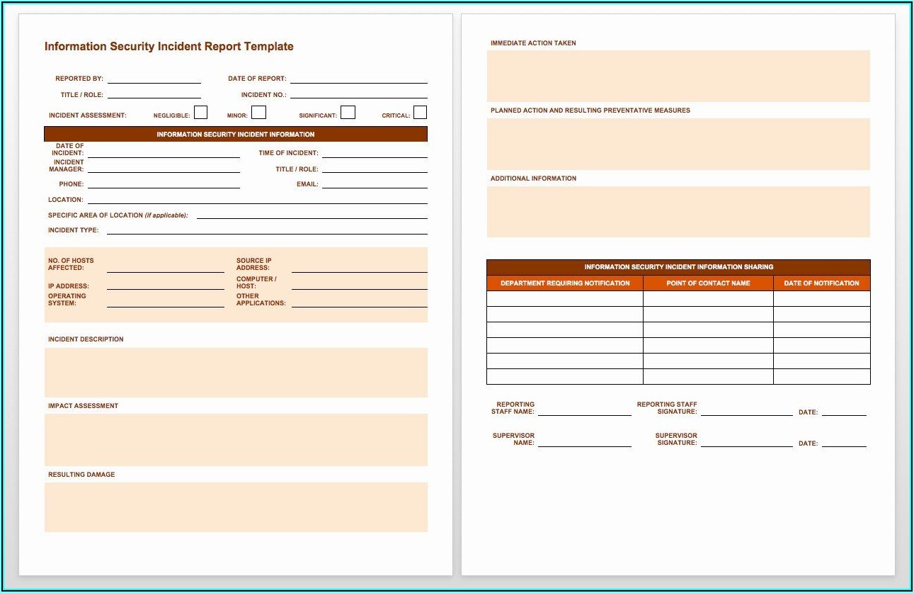 Information Security Incident Report Template