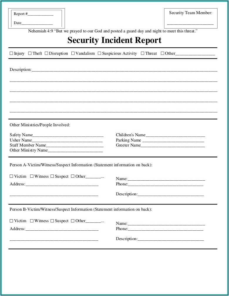 Information Security Incident Reporting Form
