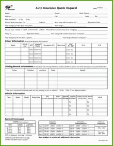 Insurance Quote Form Template