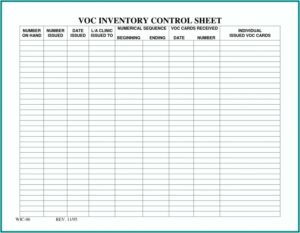 Inventory Forms Templates Free