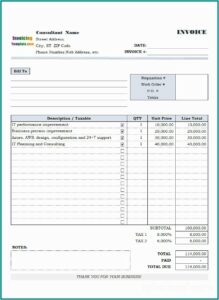 Invoice For Consulting Services Free Template
