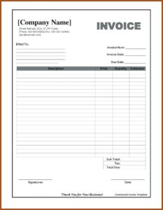 Invoice Template Pdf Fillable