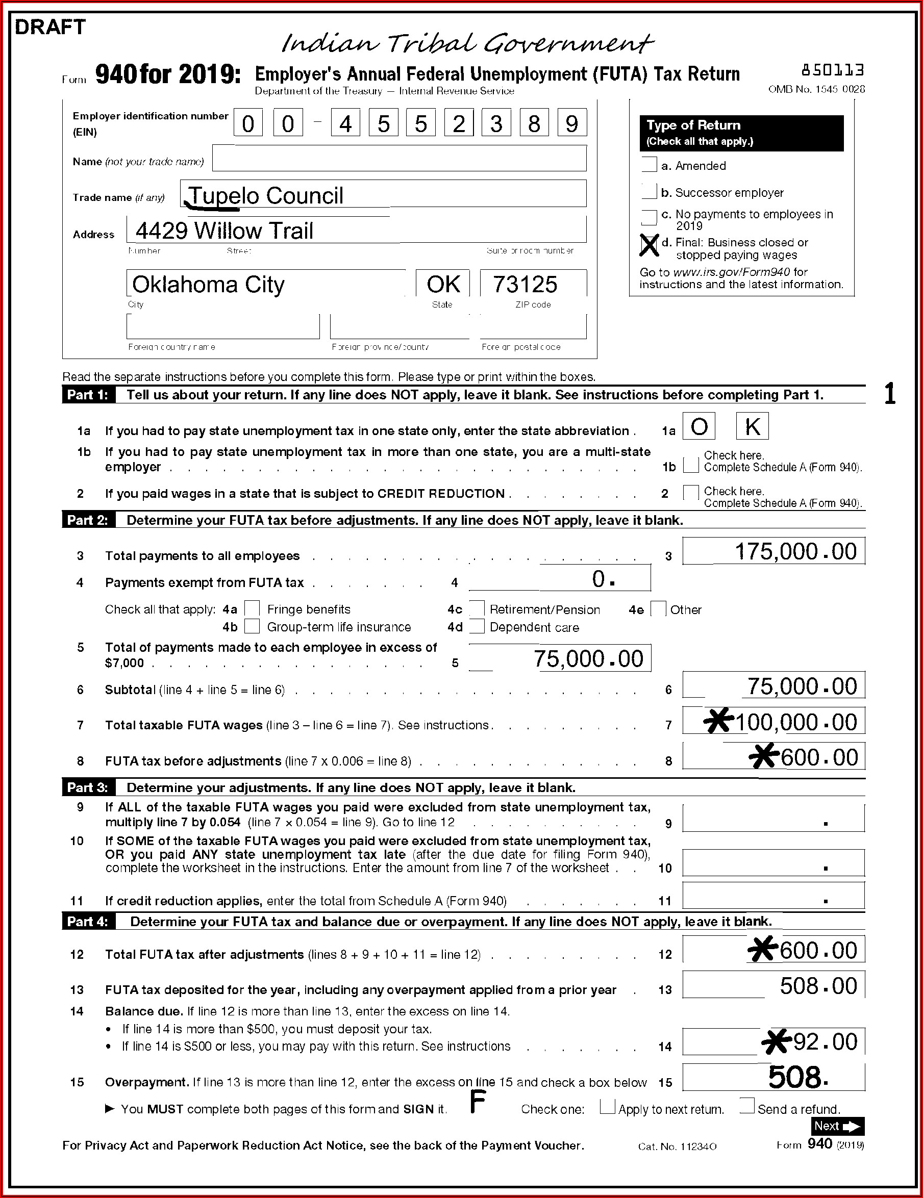 Irs Amended Form 940