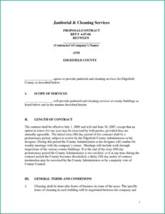 Janitorial Contracts Templates Free