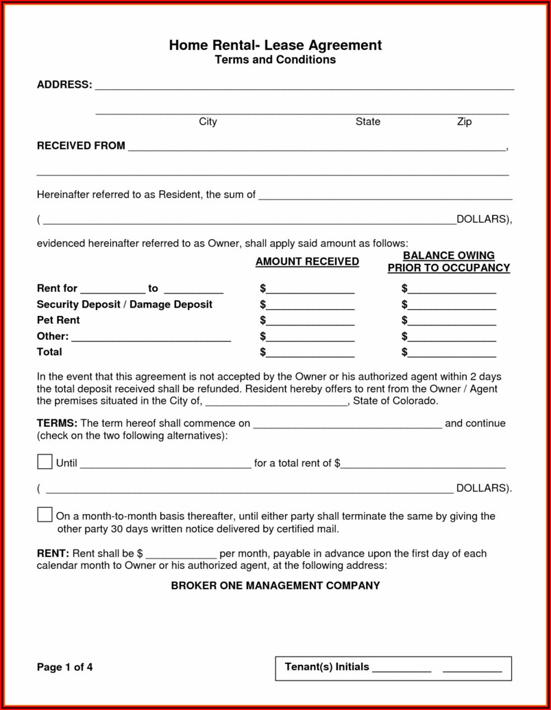 Lease Agreement Form Florida