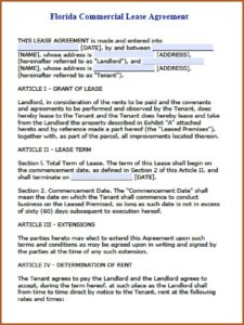 Lease Agreement Template Florida Pdf