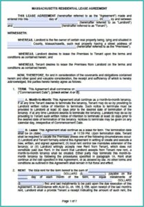 Massachusetts Lease Template