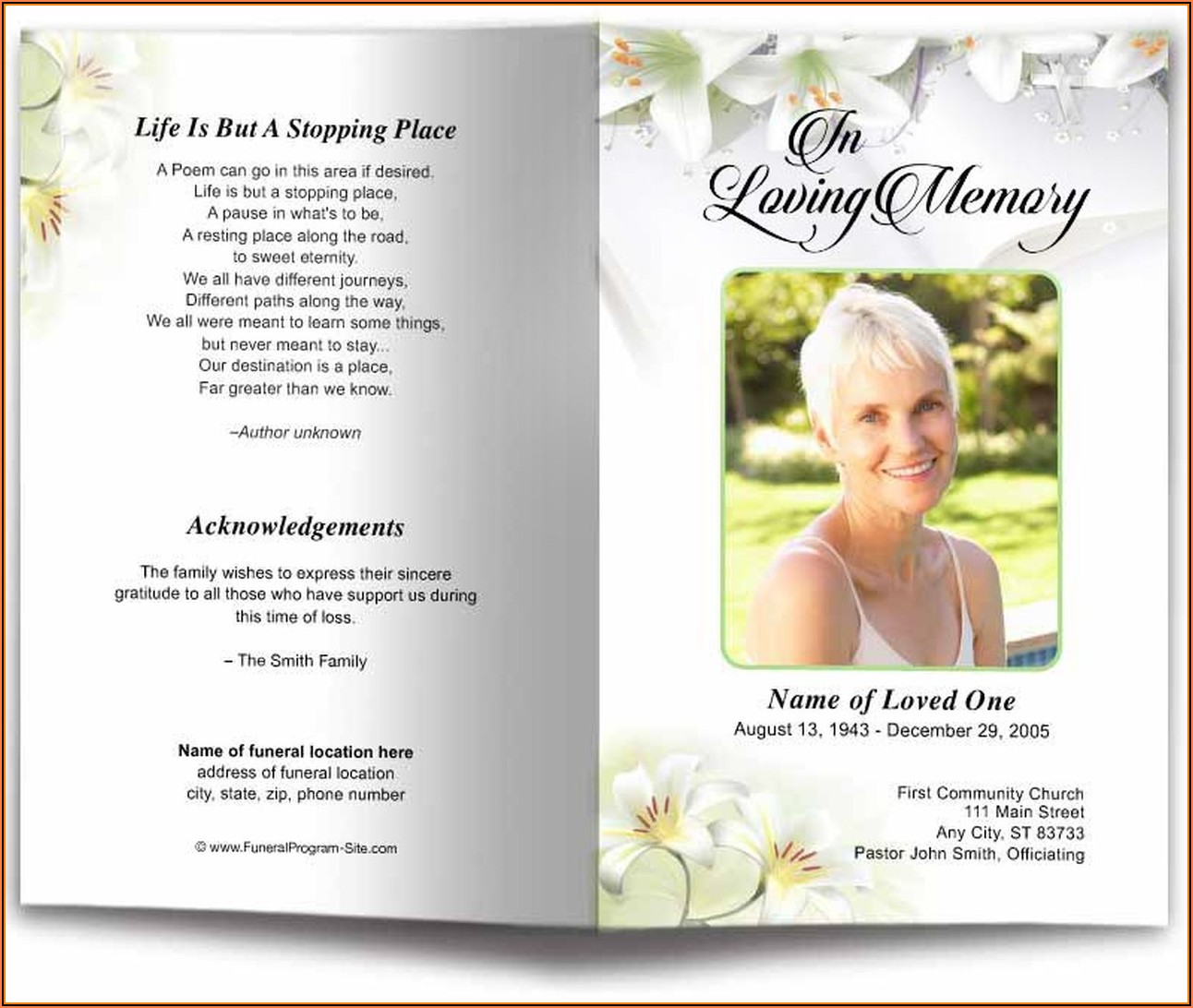Memorial Service Booklet Template Word