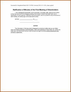 Minutes Of Shareholders Meeting Sample