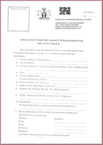 Nigeria Visa Application Form Imm 22