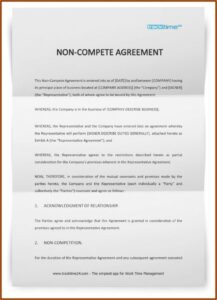 Non Compete Agreement Template Free Download
