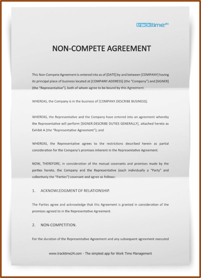 Non Compete Agreement Template Free Download