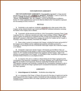 Non Compete Agreement Texas Template Free