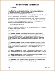 Non Compete Agreement Uk Free Template