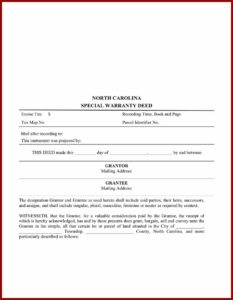 North Carolina General Warranty Deed Free Form
