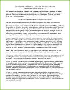 Ohio General Durable Power Of Attorney Free Form